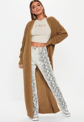 MISSGUIDED camel long maxi knitted cardigan ~ longline cardigans - flipped