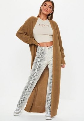 MISSGUIDED camel long maxi knitted cardigan ~ longline cardigans