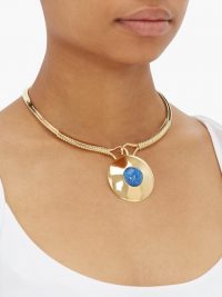 JOELLE KHARRAT Chapiteau gold-plated choker necklace | blue stone pendant chokers