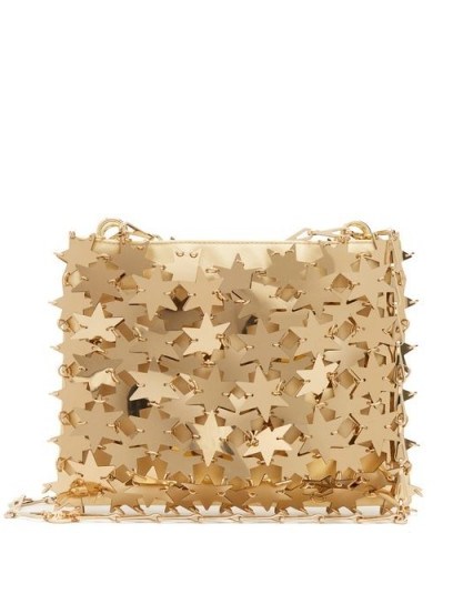 PACO RABANNE Comet 1969 Iconic chainmail-star clutch bag in gold ~ evening glamour - flipped