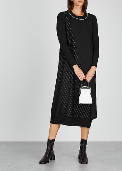 CREA CONCEPT Black pinstriped wool-blend midi dress