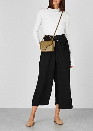 CREA CONCEPT Black wide-leg trousers ~ drape front overlay pants - flipped