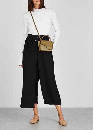 CREA CONCEPT Black wide-leg trousers ~ drape front overlay pants