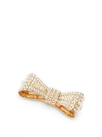 DOLCE & GABBANA Crystal and faux-pearl embellished bow brooch ~ beautiful Italian costume jewellery