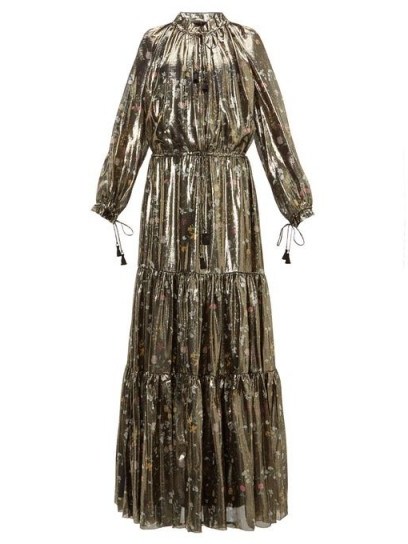 ALTUZARRA Currie floral-print metallic-gold silk-blend gown ~ gathered gowns - flipped