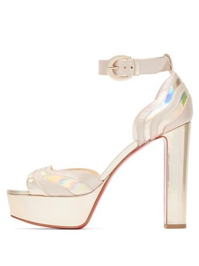 CHRISTIAN LOUBOUTIN Degratissimo 130 metallic leather platform sandals in silver ~ luxe event heels - flipped