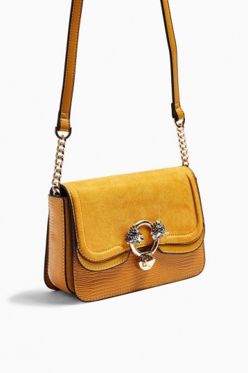 TOPSHOP DOUBLE Mustard Panther Cross Body Bag / yellow shoulder bags