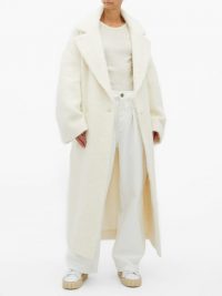 RAEY Double-breasted wool-blend blanket coat in white | luxury winter coats
