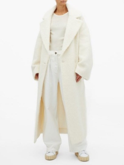 RAEY Double-breasted wool-blend blanket coat in white | luxury winter coats - flipped
