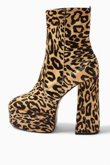 TOPSHOP ELECTRIC Leather Leopard Print Platform Boots / seventies look boot - flipped