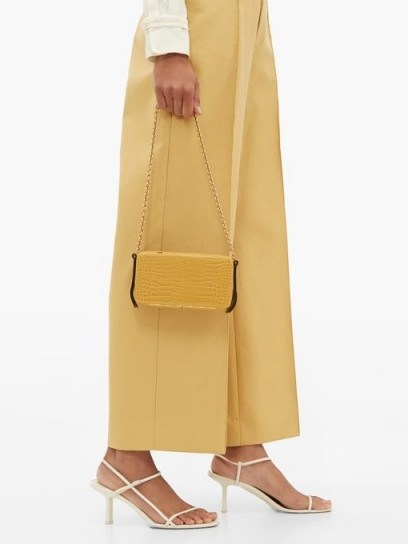 LUTZ MORRIS Elise yellow crocodile-effect leather shoulder bag – chic little handbag - flipped