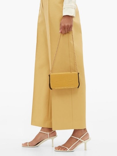 LUTZ MORRIS Elise yellow crocodile-effect leather shoulder bag – chic little handbag