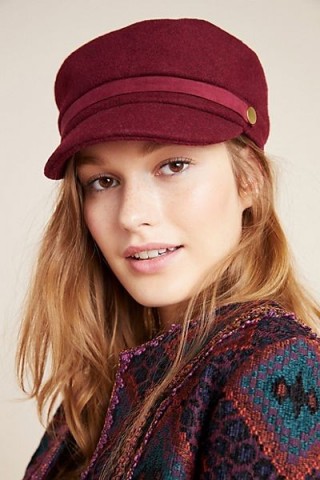 ANTHROPOLOGIE Elle Engineer Cap in Wine / dark-red peaked hat / Autumn hats / caps