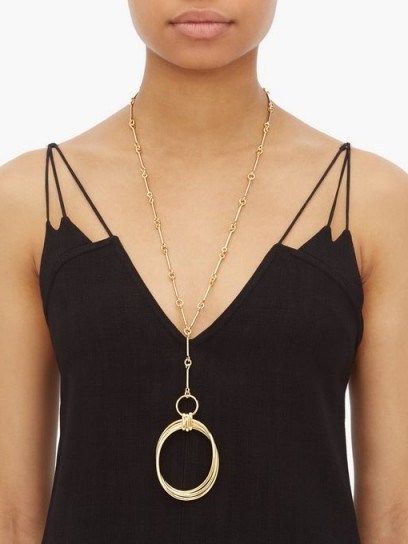 JOELLE KHARRAT Equilibriste gold-plated long necklace | longline oval pendant - flipped