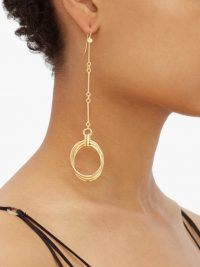 JOELLE KHARRAT Equilibriste gold-plated oval drop earrings | long pendant drops