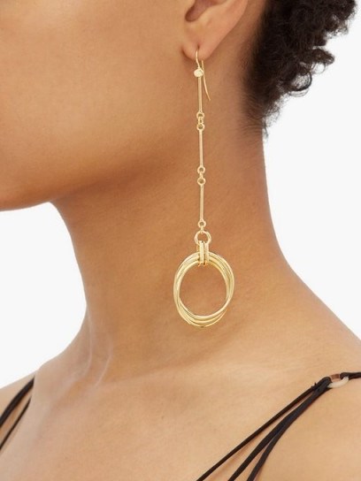 JOELLE KHARRAT Equilibriste gold-plated oval drop earrings | long pendant drops - flipped