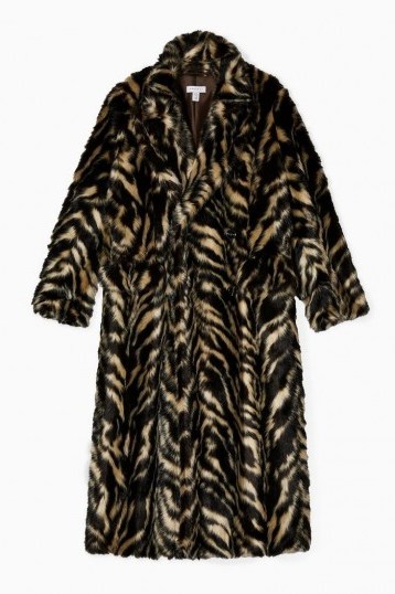 TOPSHOP Faux Fur Tiger Print Coat / winter style statement coats / glamour - flipped