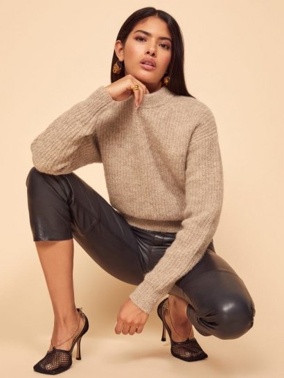 REFORMATION Finn Sweater in Oatmeal | neutral relaxed fitting jumpers - flipped