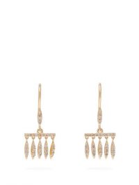 ILEANA MAKRI Grass Dewdrops diamond & 18kt gold earrings / small luxe fringed drops
