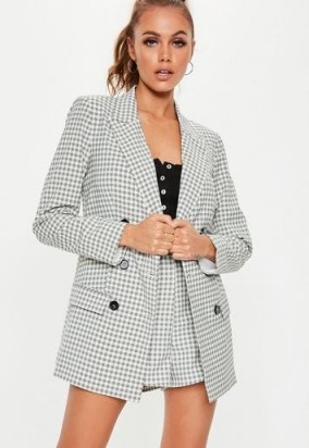 MISSGUIDED grey checked co ord blazer ~ double breasted check print jacket