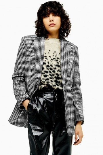 TOPSHOP Houndstooth Single Breasted Blazer in Monochrome - flipped