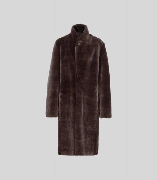 REISS JOY SHEARLING REVERSIBLE COAT CHOCOLATE ~ luxe winter coats - flipped