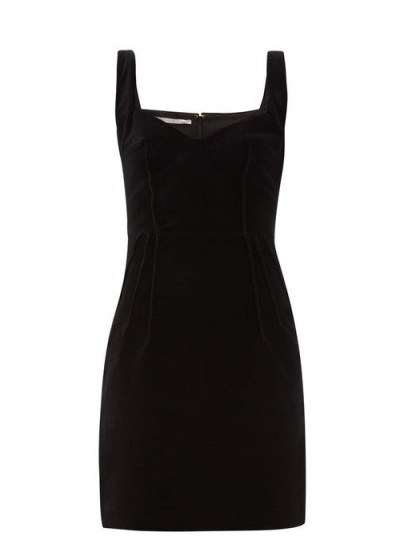 EMILIA WICKSTEAD Judita sweetheart-neck velvet mini dress in black | lbd - flipped