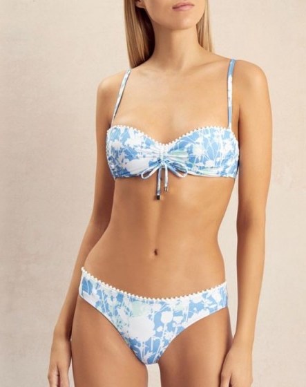 heidi klein Langkawi Structured Bandeau Top – blue and white bikinis – swimwear - flipped