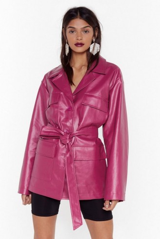 NASTY GAL Longing for You Faux Leather Belted Jacket