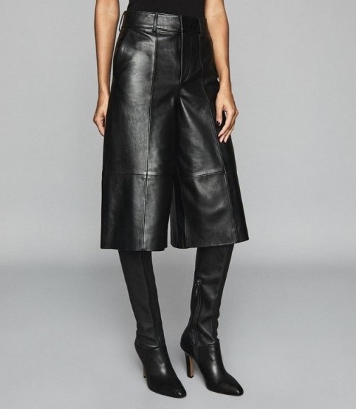 REISS LOTTE LEATHER CULOTTES BLACK - flipped