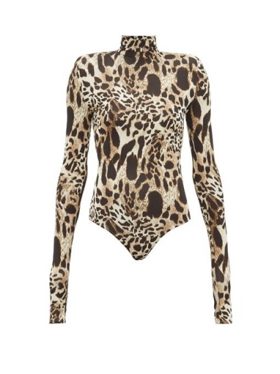 ALEXANDRE VAUTHIER Cream and brown lynx-print stretch-jersey bodysuit