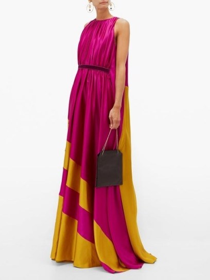 ROKSANDA Maluka contrast-panel silk-satin gown in fuchsia-pink - flipped