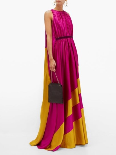ROKSANDA Maluka contrast-panel silk-satin gown in fuchsia-pink