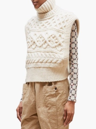 ISABEL MARANT Milane sleeveless cable-knit sweater in ivory | chunky knitted tank - flipped