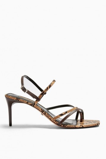 TOPSHOP NICOLE Snake Strappy Sandals / reptile printed heels