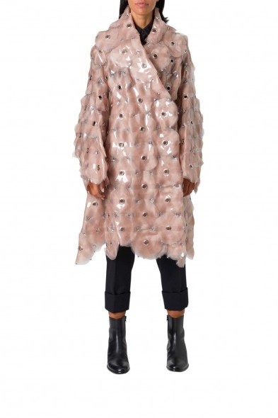 NOIR KEI NINOMIYA ORGANDIE TULLE WITH PLASTIC APPLICATION AND STUDS ~ powder-pink style statement coats - flipped