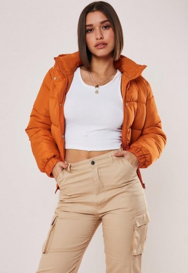 MISSGUIDED orange hooded puffer jacket ~ autumn colours