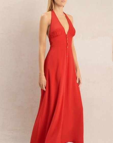 heidi klein Pampelonne Halterneck Maxi Dress – red poolside dresses - flipped