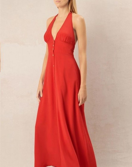 heidi klein Pampelonne Halterneck Maxi Dress – red poolside dresses