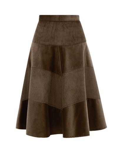 SYMONDS PEARMAIN Panelled brown cotton-corduroy skirt – chic A-line skirts
