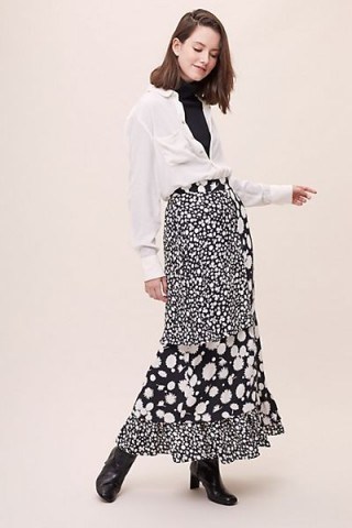 Paper London Bessie Mixed-Print Skirt Black Motif / floral maxi skirts - flipped