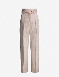 PETER PILOTTO Checked tapered metallic-woven trousers in silver / tailored pants