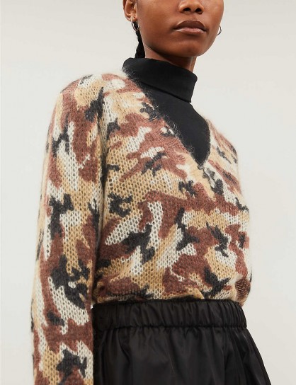 PRADA Camouflage-print mohair-blend jumper in sabbia / designer knitwear