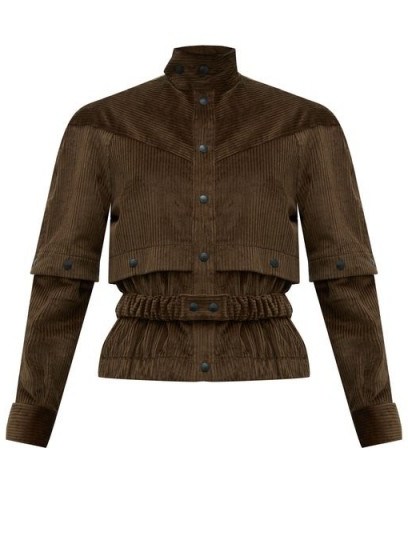 SYMONDS PEARMAIN Press-stud sleeve cotton-corduroy jacket in brown – high neck jackets - flipped