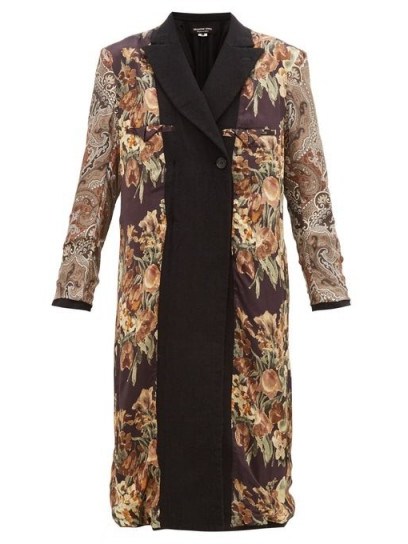 JUNYA WATANABE Reversible printed silk and wool coat in black - flipped