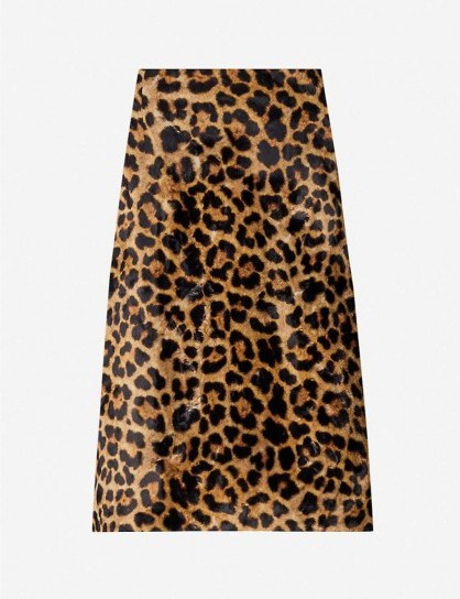 ROKH Leopard-print textured cotton-blend midi skirt ~ skirts with a faux fur texture - flipped