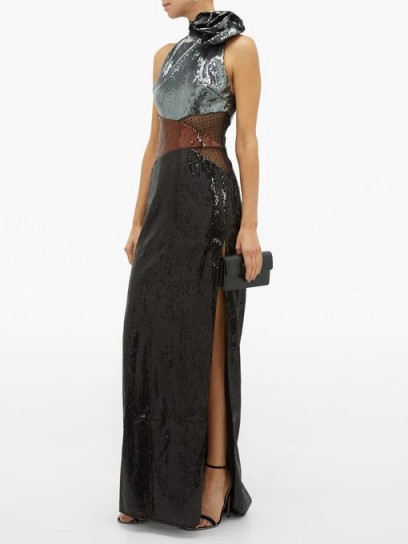DUNDAS Rosette high-neck sequinned dress ~ event glamour ~ glamorous black gowns