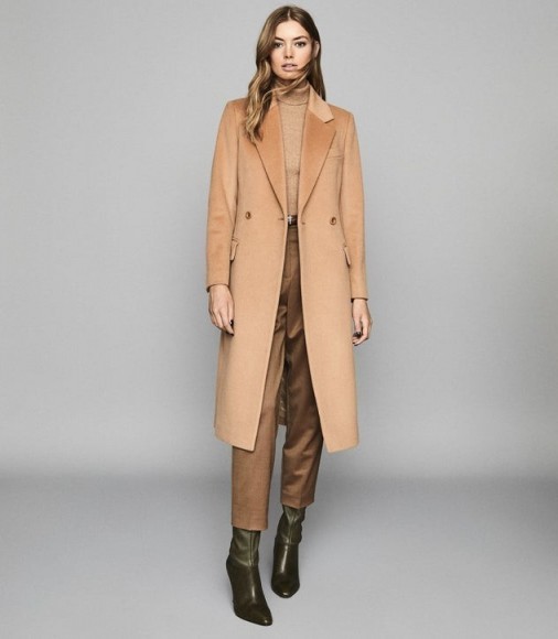 REISS SABEL WOOL BLEND OVERCOAT CAMEL ~ classic winter coats