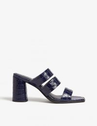 SAMSOE & SAMSOE Fugax leather heeled mules in sapphire / blue chunky heel mule