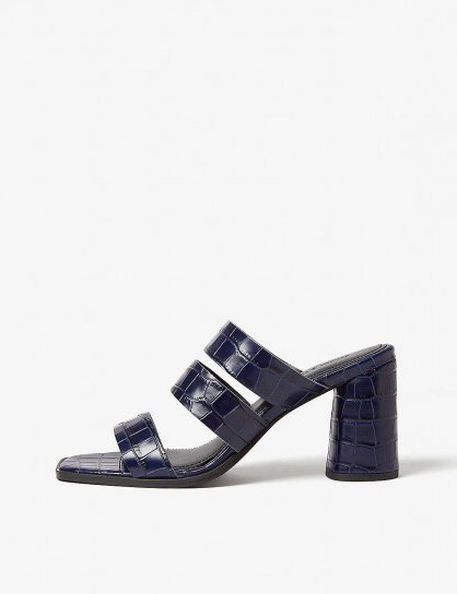 SAMSOE & SAMSOE Fugax leather heeled mules in sapphire / blue chunky heel mule - flipped